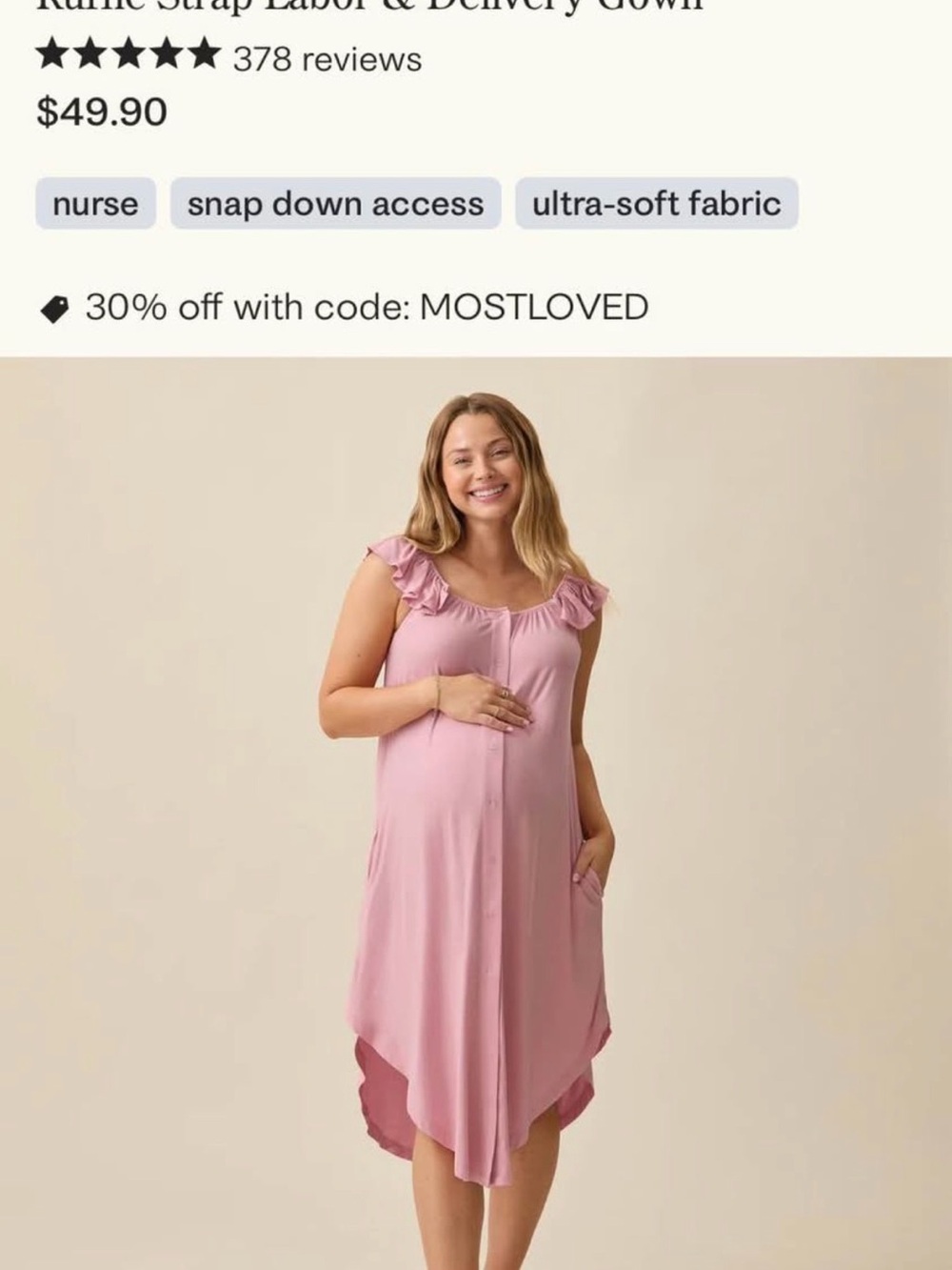KINDRED BRAVELY small labor and delivery gowns